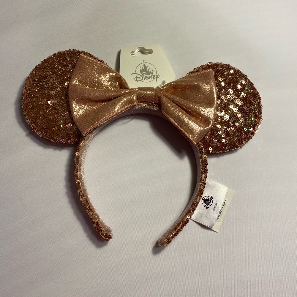 Disney Rose Gold Sequin Minnie Ears Headband